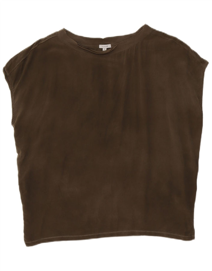 Blusa feminina grande JIGSAW Reino Unido 14 modal cáqui médio