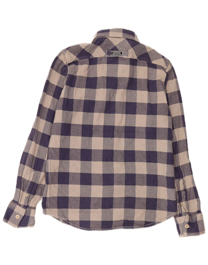Camisa masculina de flanela Superdry grande algodão guingão azul marinho