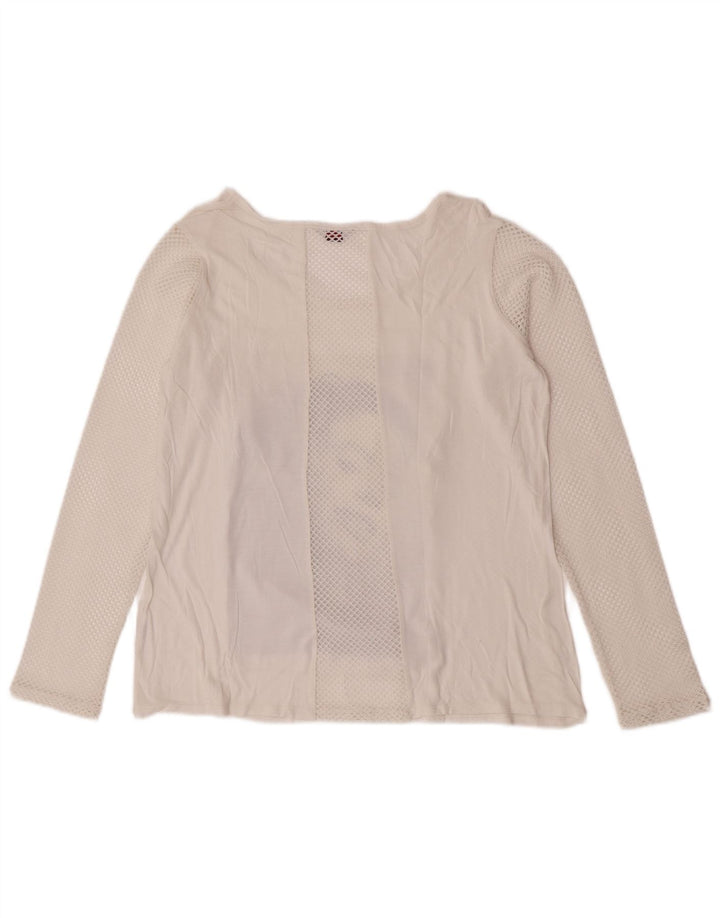 Top gráfico feminino Guess manga comprida UK 14 médio branco