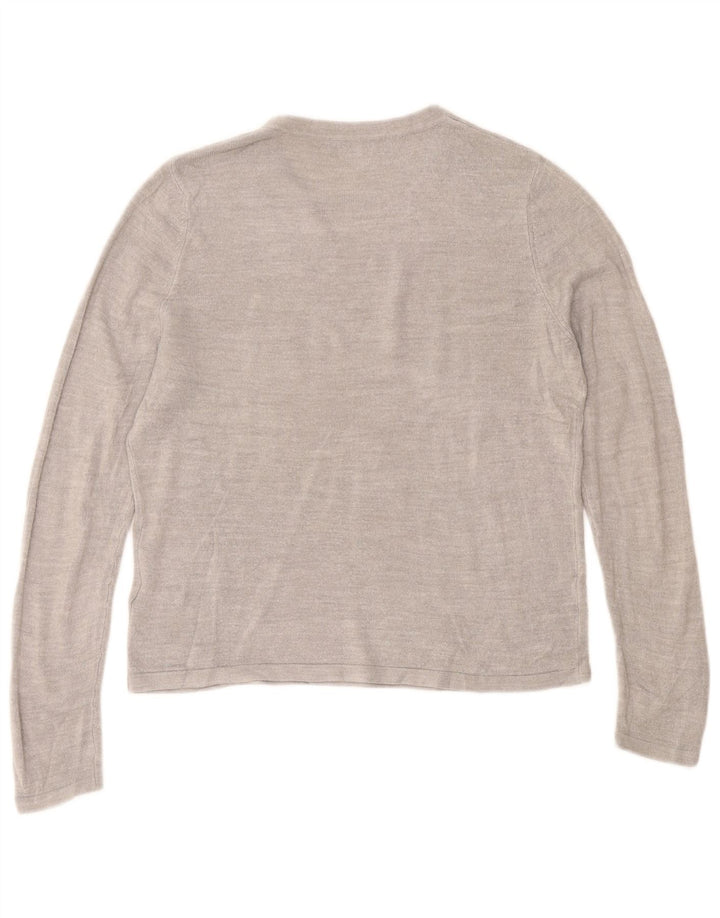Suéter feminino Marks & Spencer com gola redonda Reino Unido 14 cinza médio acrílico