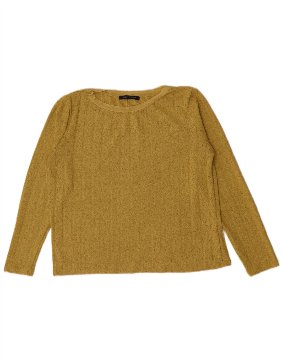 Top curto feminino Marks & Spencer manga comprida UK 12 poliéster amarelo médio
