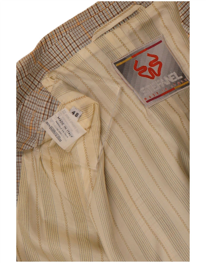 Jaqueta blazer masculina Stefanel com 2 botões IT 48 algodão xadrez bege médio
