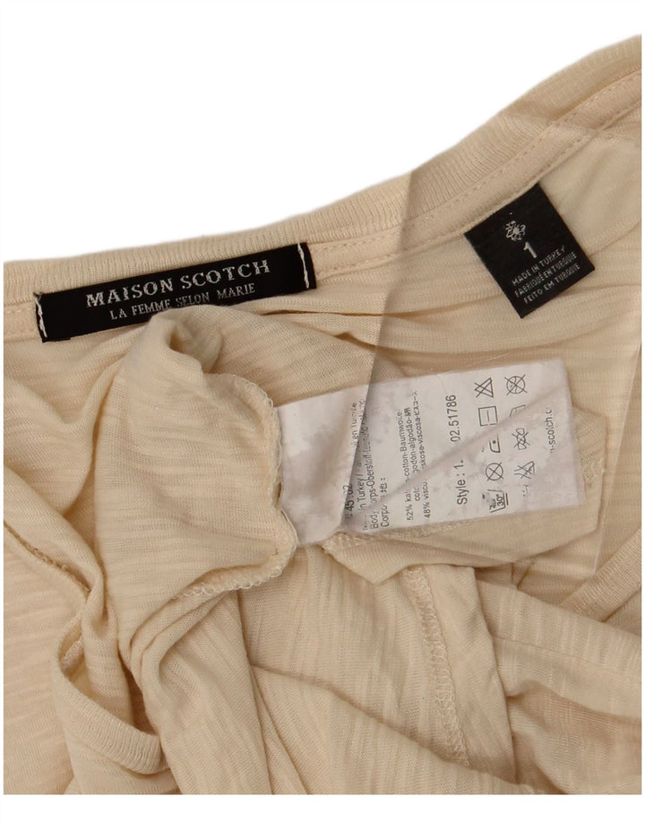 Camiseta feminina Maison Scotch tamanho superior 1 pequeno algodão bege