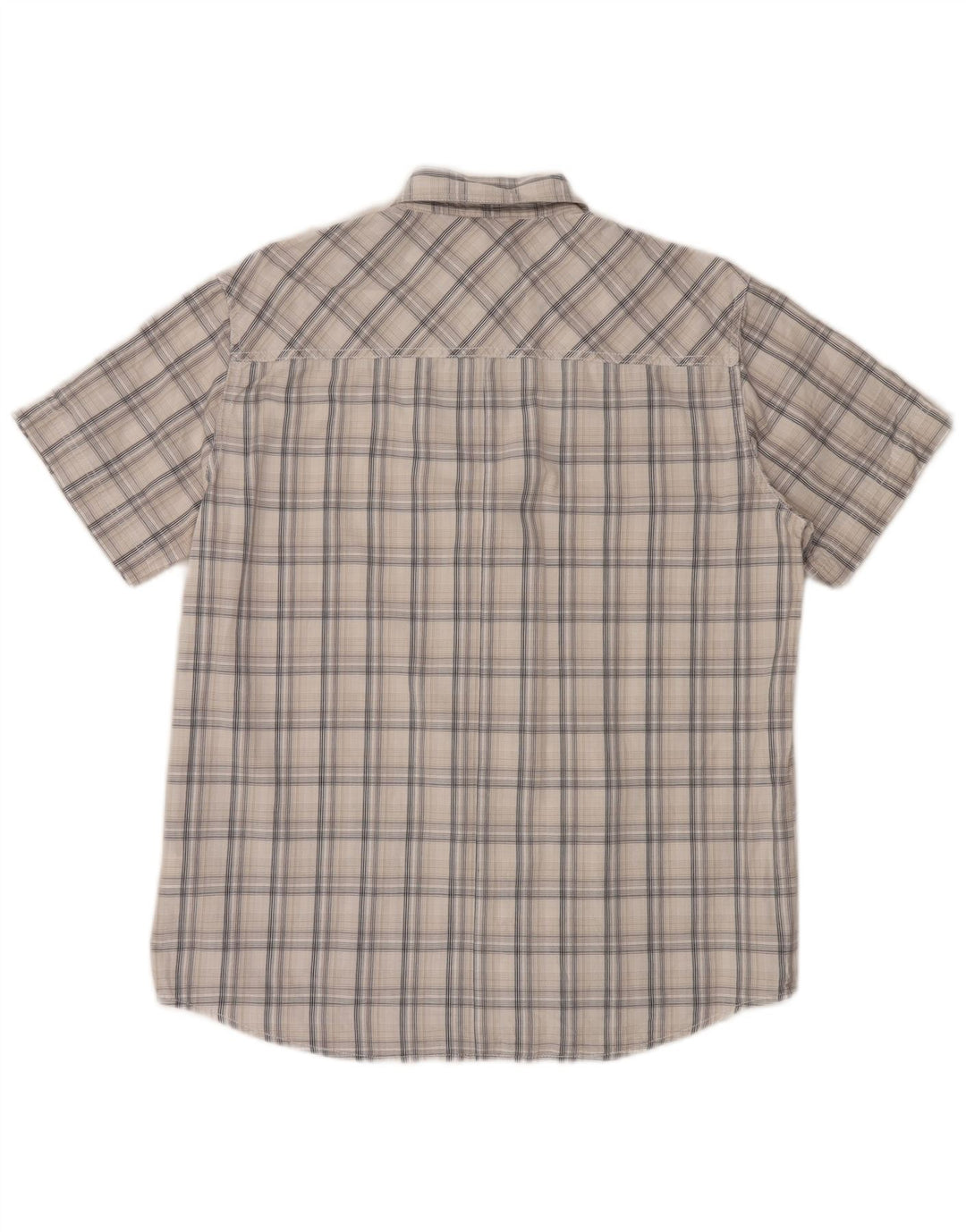 Wrangler Camisa masculina de manga curta médio branco xadrez algodão