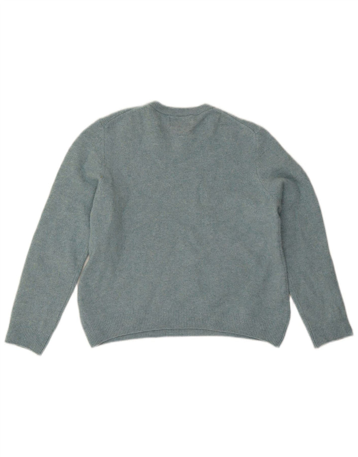 Suéter feminino Marks & Spencer com gola redonda Reino Unido 14 grande lã de cordeiro azul