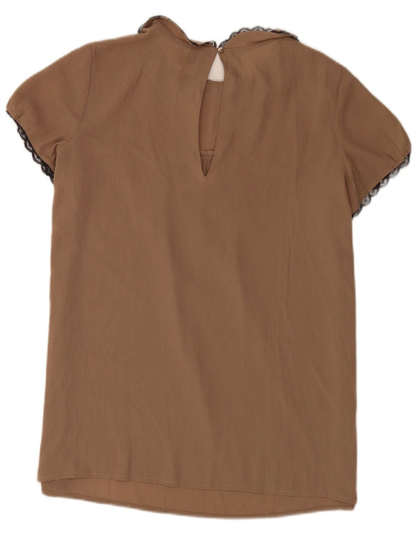 Blusa feminina Benetton UK 10 pequena poliéster bege