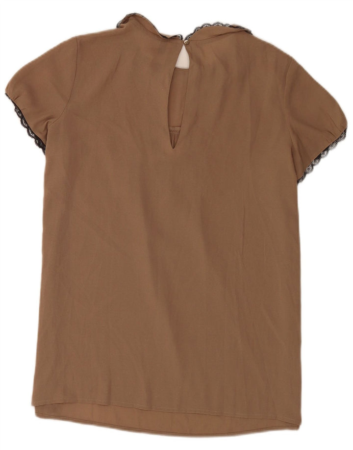 Blusa feminina Benetton UK 10 pequena poliéster bege