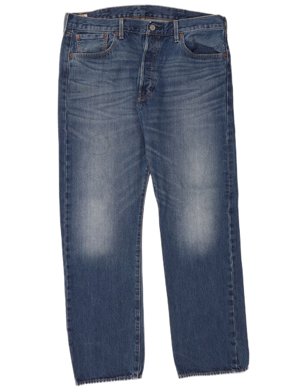 LEVI'S Masculino 501 Straight Jeans W38 L32 Azul Algodão