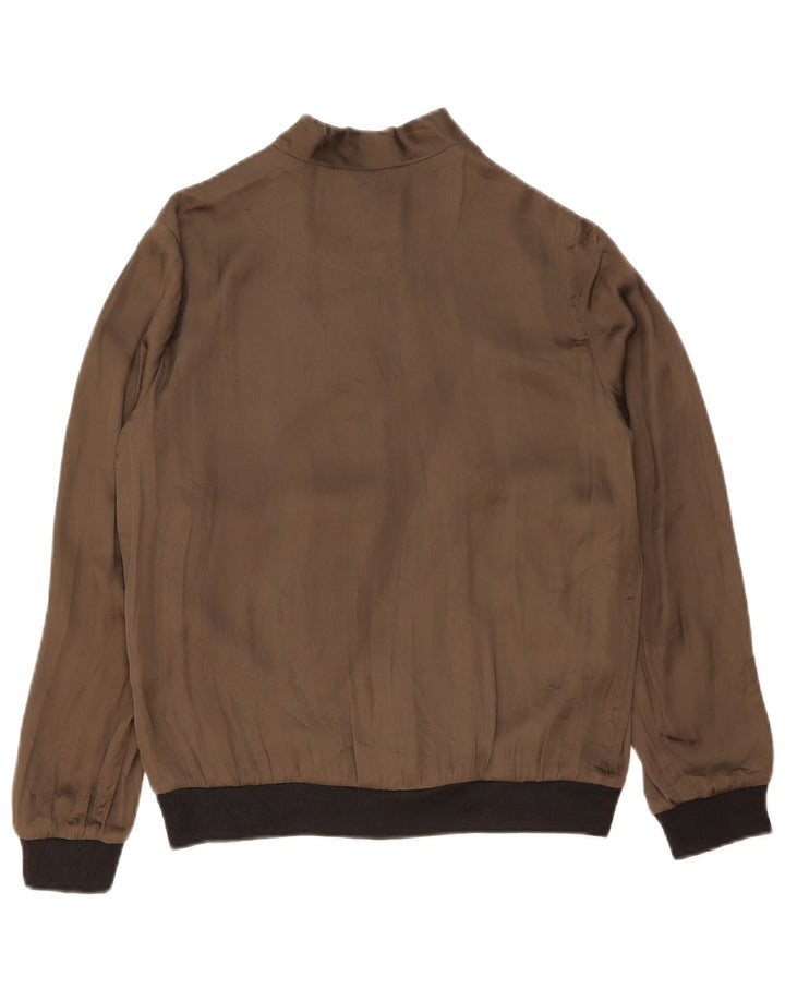Zara Womens Oversized Bomber Jacket UK 10 Small Khaki Colourblock Poliéster