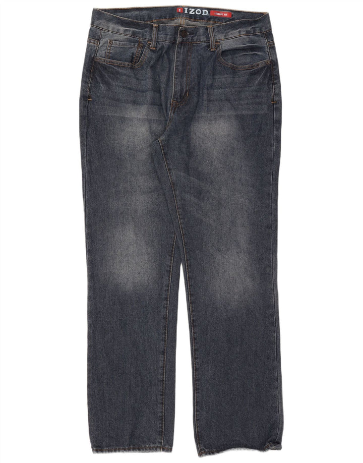 Calça jeans reta masculina Izod W36 L32 algodão azul