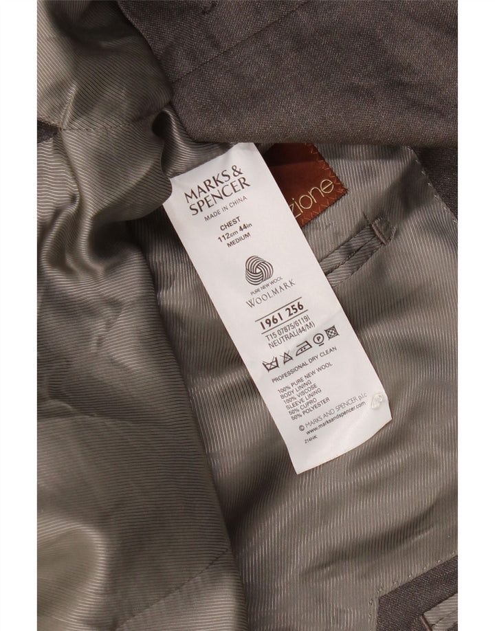 Jaqueta blazer masculina de 3 botões Marks & Spencer Reino Unido 44 XL cinza nova lã