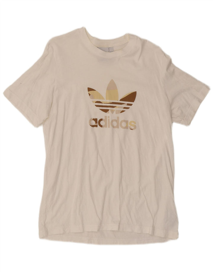 Adidas Mens Graphic T-Shirt Top Grande Algodão Branco