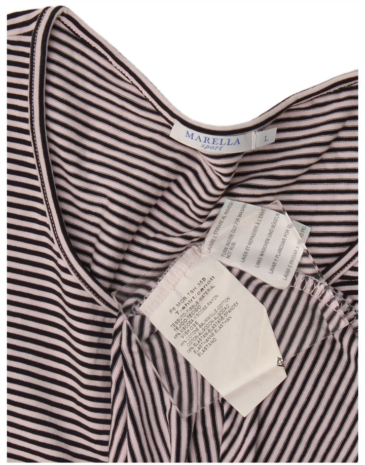 Blusa feminina Marella manga 3/4 Reino Unido 16 grande listra azul marinho