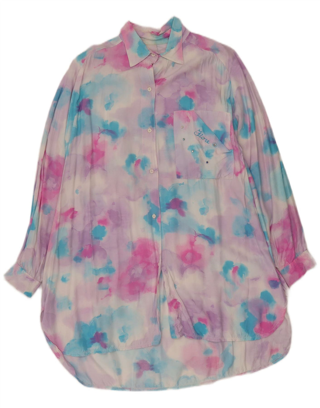 Blusa feminina com palangre FIORE Reino Unido 16 grande tie-dye rosa