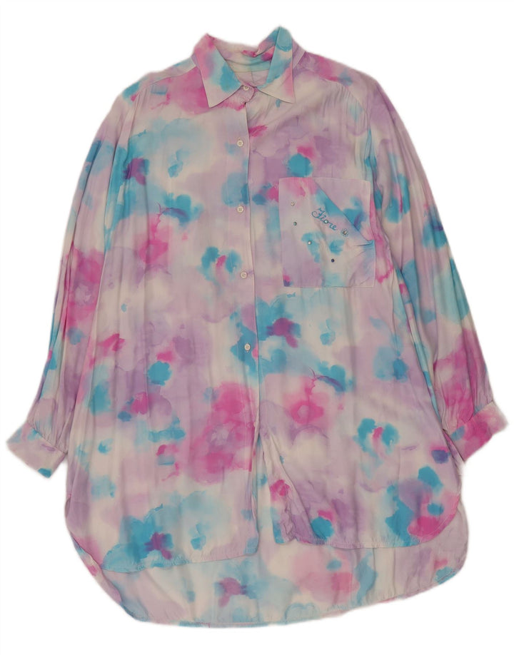 Blusa feminina com palangre FIORE Reino Unido 16 grande tie-dye rosa