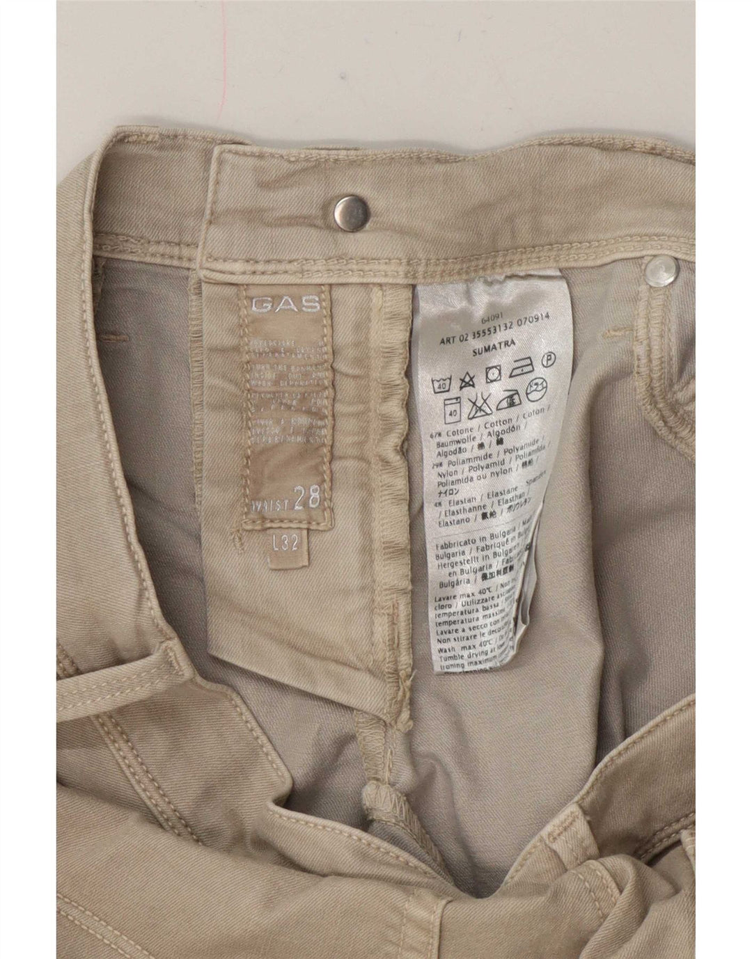 Gas Womens Slim Jeans W28 L32 Algodão Bege