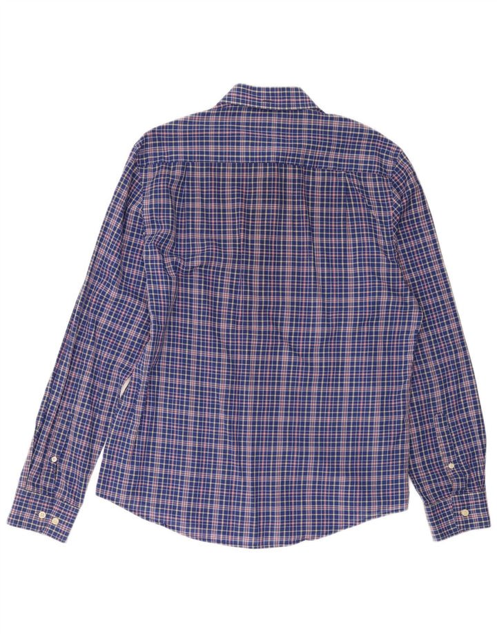 CREW CLOTHING Camisa masculina casual de ajuste grande algodão xadrez azul