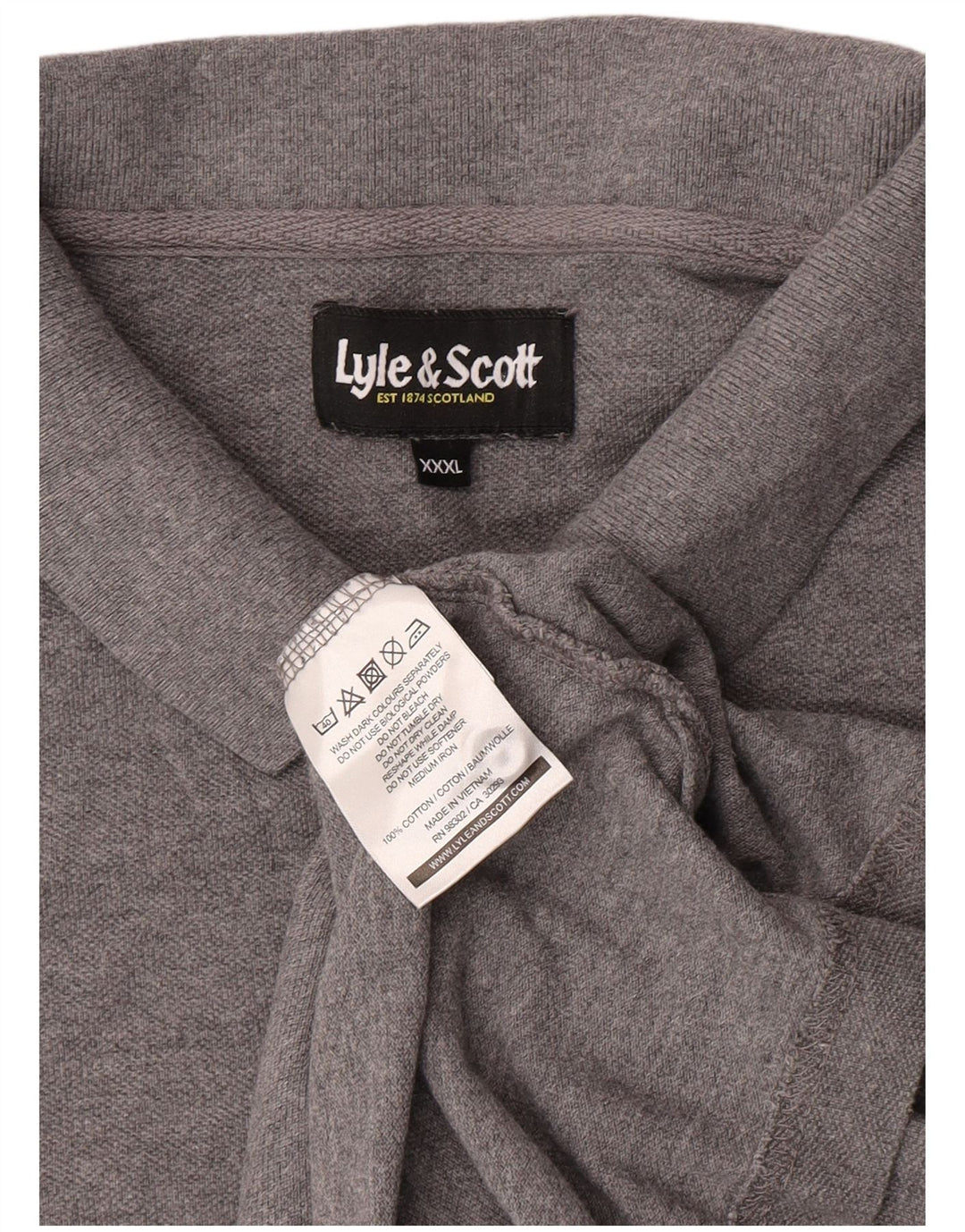 Camisa polo masculina Lyle & Scott 3XL algodão cinza