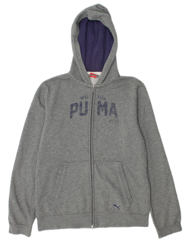 Suéter PUMA Boys Graphic Zip com capuz 13-14 anos algodão cinza