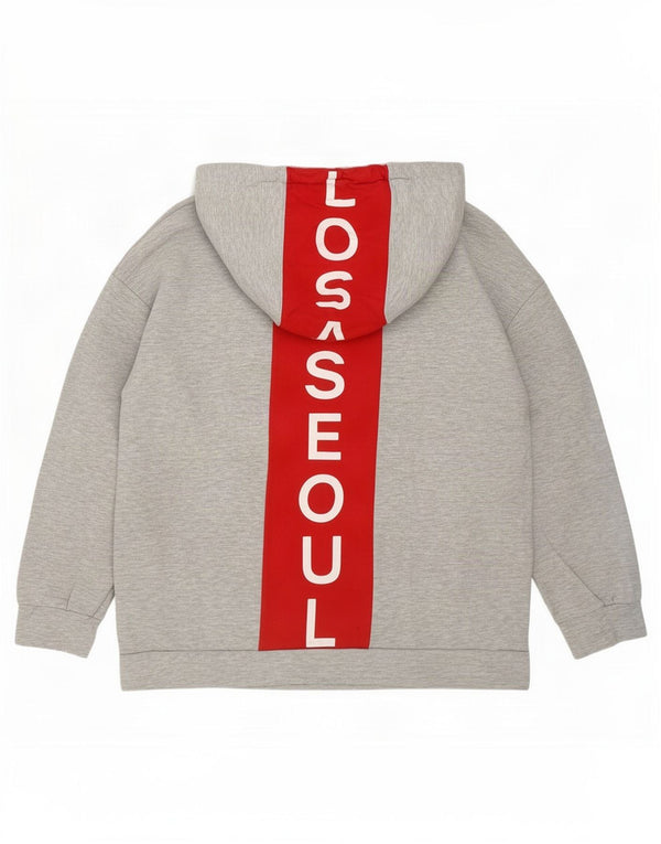Zara Womens Trafaluc Graphic Hoodie Jumper UK 14 Medium Grey Colourblock