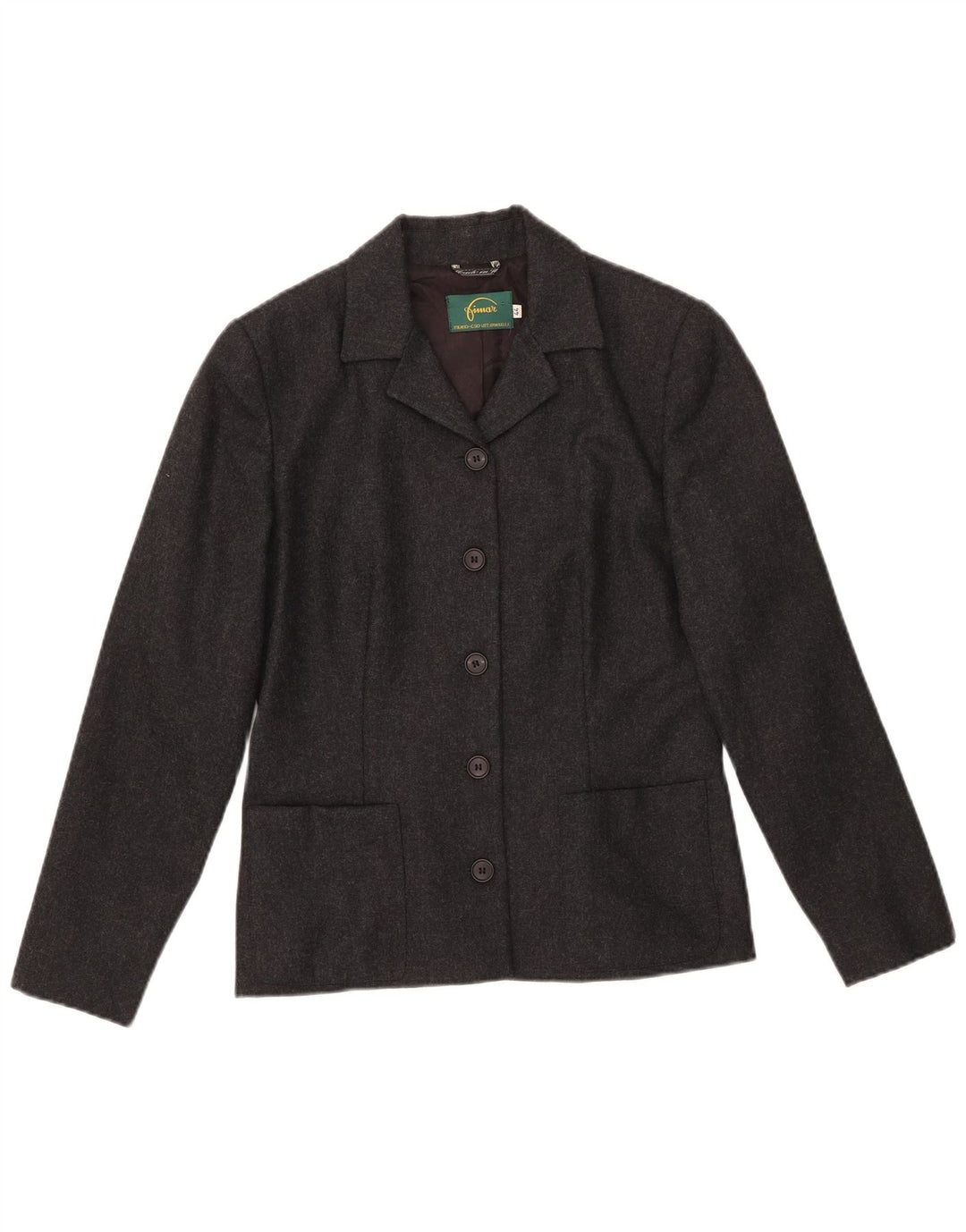 Jaqueta blazer feminina VINTAGE com 5 botões IT 44 lã manchada cinza médio