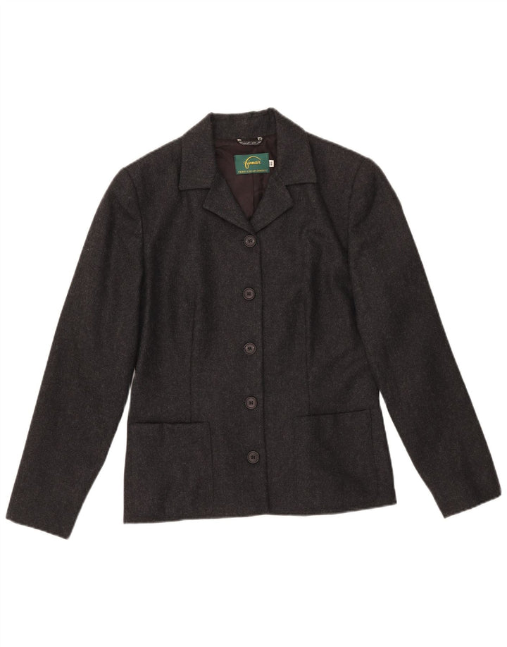 Jaqueta blazer feminina VINTAGE com 5 botões IT 44 lã manchada cinza médio