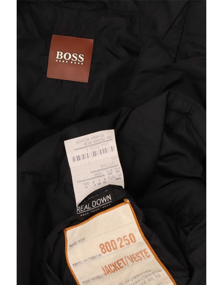 Casaco acolchoado com capuz masculino Hugo Boss IT 50 grande poliamida preta