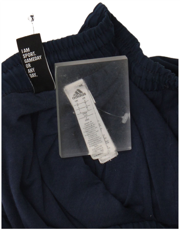 Calça de treino masculina Adidas Joggers grande poliéster azul marinho