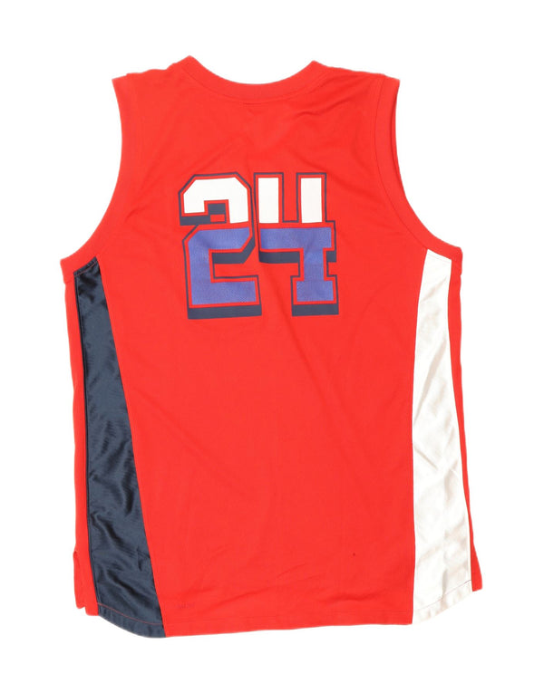 Colete gráfico masculino NIKE Dri Fit Top UK 42/44 grande bloco colorido vermelho