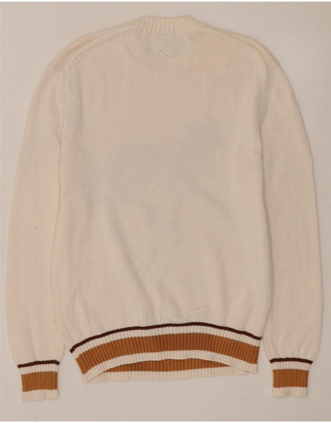 Suéter feminino com gola redonda da BENETTON Reino Unido 14 médio branco