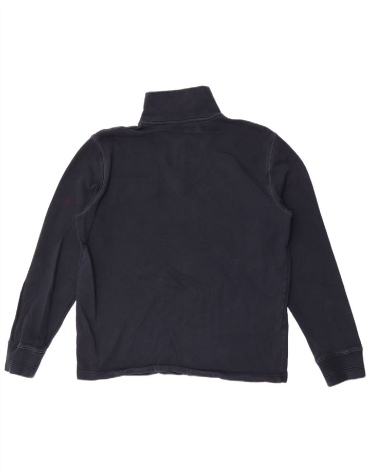 Suéter masculino Marks & Spencer com zíper e gola em algodão azul marinho médio