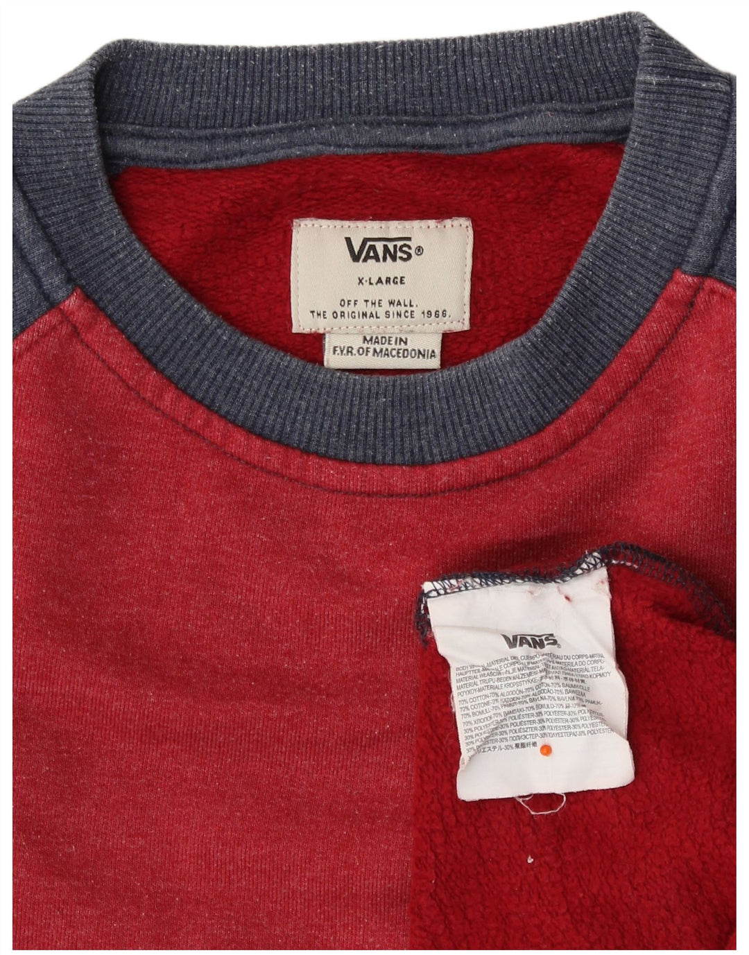 Moletom feminino VANS Jumper UK 18 XL vermelho colorblock algodão