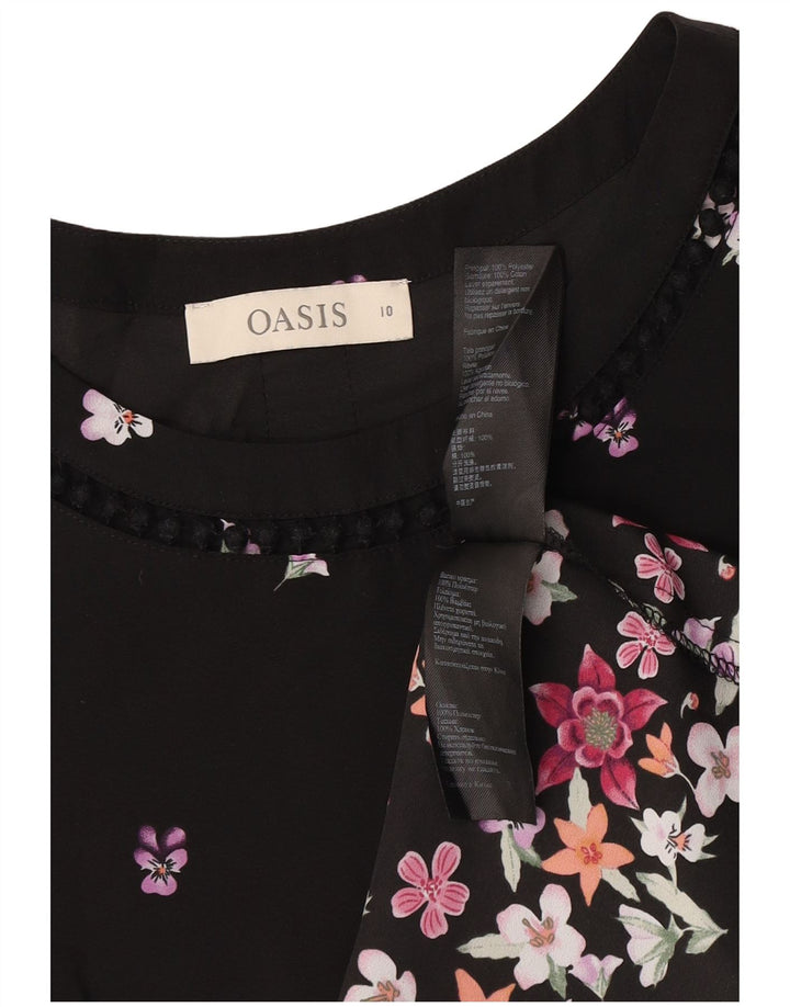 Blusa feminina Oasis UK 10 pequena preta floral poliéster
