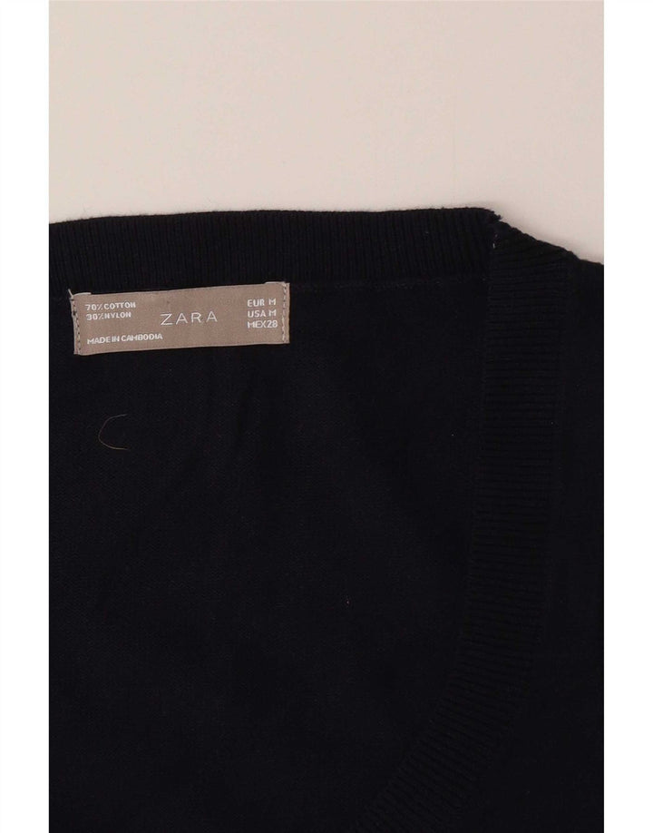 Zara Womens Vest Tank Top UK 12 Médio Preto