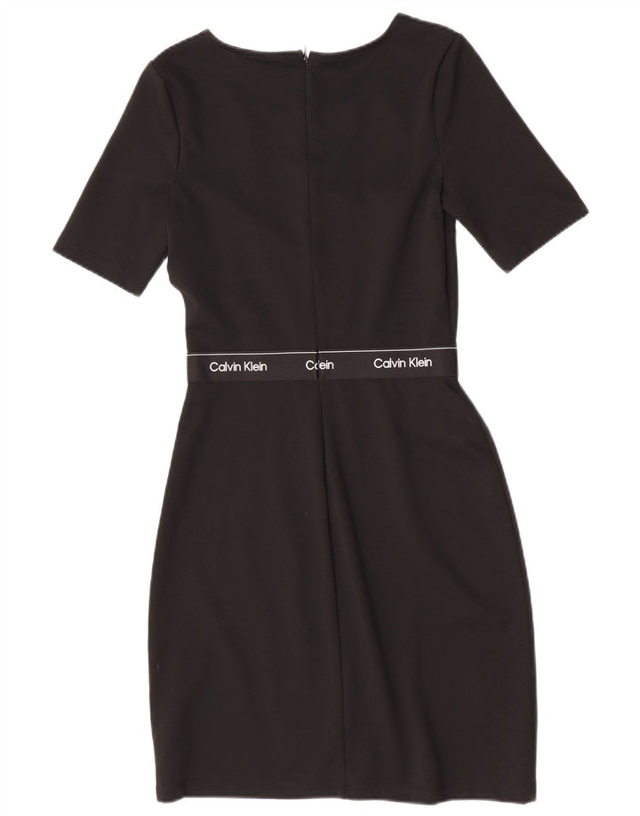 Calvin Klein Vestido Gráfico Feminino EUA 34 XS Poliéster Preto