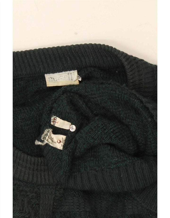 Suéter masculino Maselli regular fit com gola redonda grande verde geométrico
