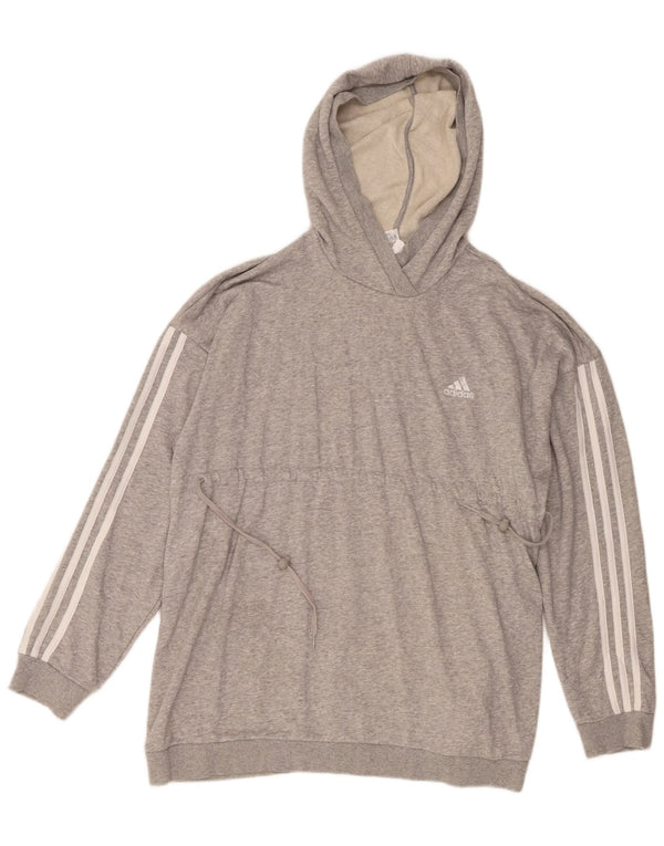 Adidas Womens Hoodie Jumper UK 16/18 Grande Cinza Algodão