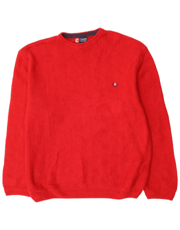 Suéter masculino Chaps com gola redonda 2XL algodão espinha de peixe vermelho