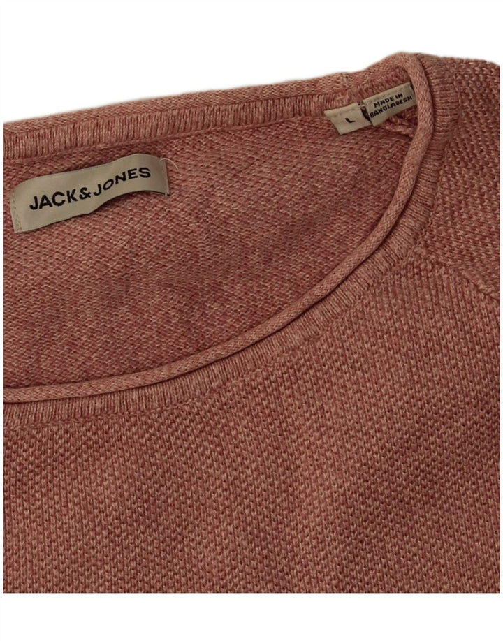 Suéter masculino Jack & Jones com gola redonda, grande algodão rosa