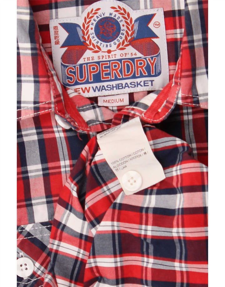 Camisa masculina Superdry de manga curta médio vermelho xadrez algodão