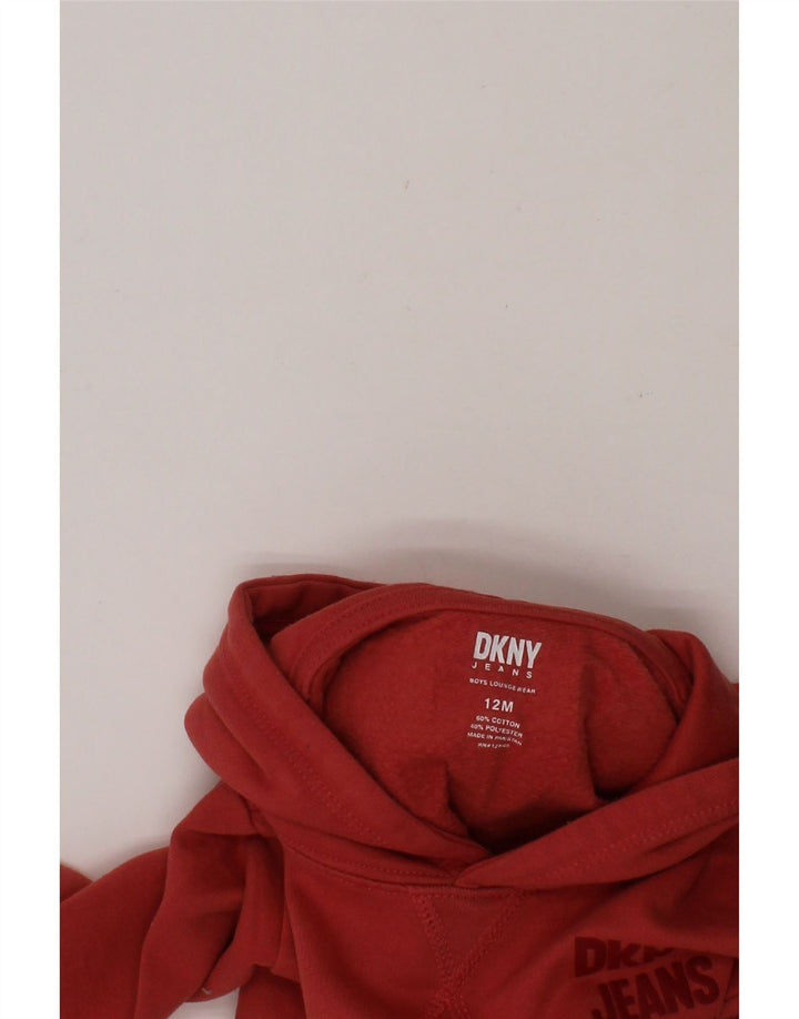 DKNY Baby Girls Graphic Hoodie Jumper 9-12 Months Red Cotton Vintage Dkny and Second-Hand Dkny from Messina Hembry 