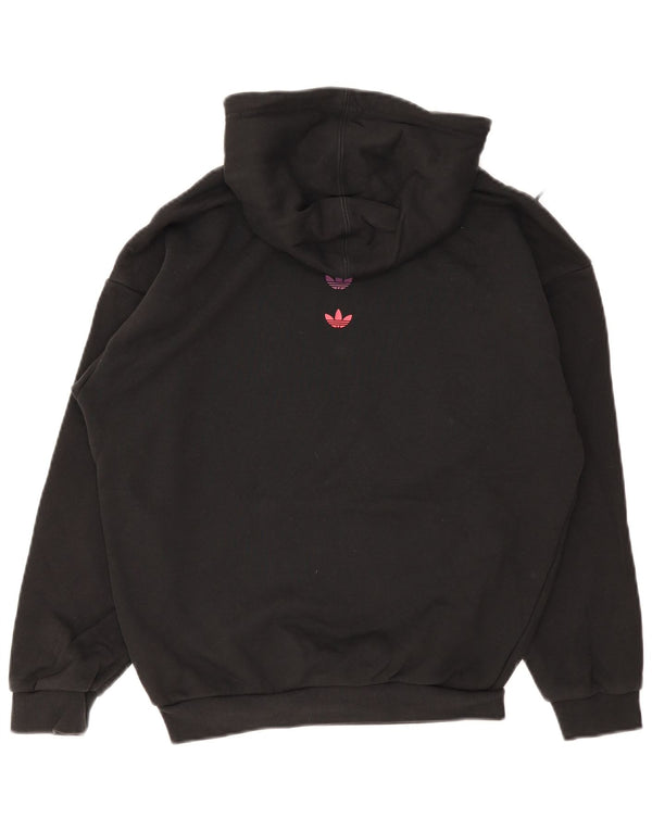 Adidas feminino gráfico oversized moletom com capuz UK 6 XS algodão preto