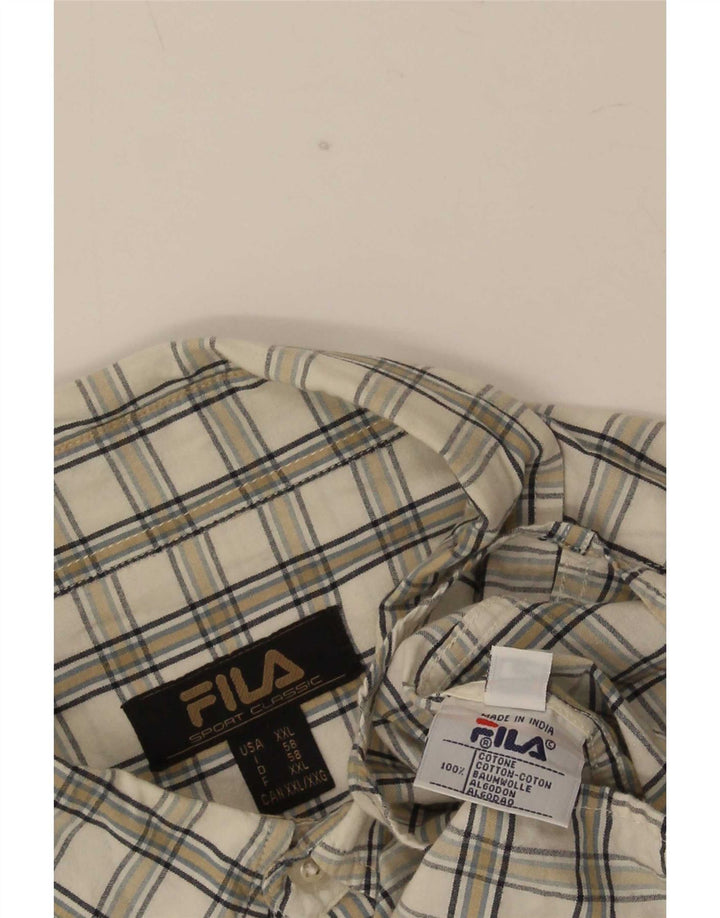 Camisa masculina Fila 2XL algodão xadrez branco