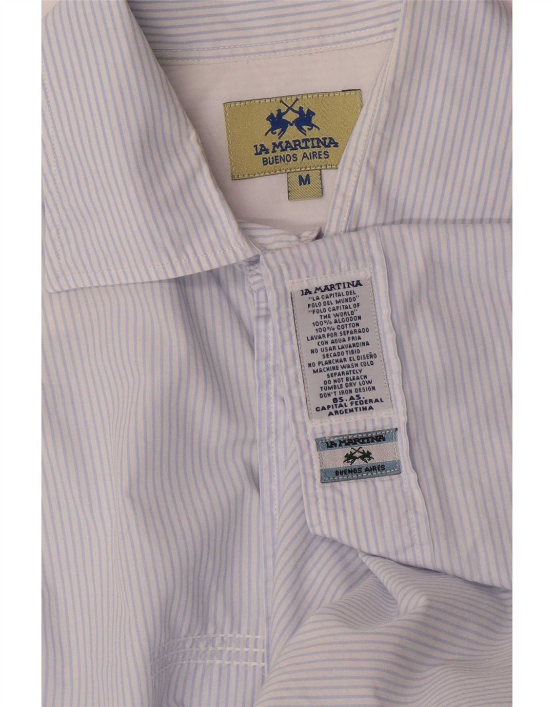 Camisa masculina La Martina Graphic Regular Fit algodão listrado azul médio