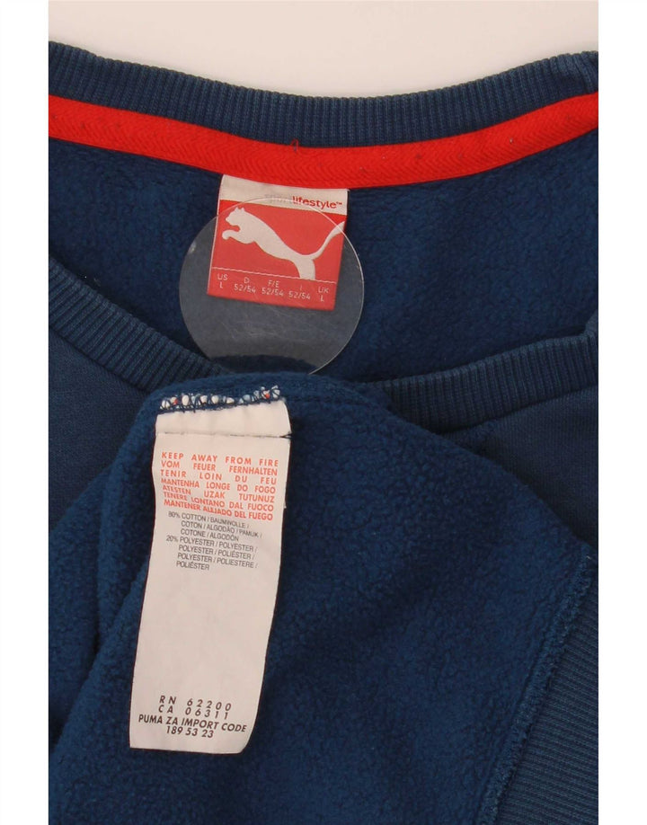 Puma Mens Graphic Moletom Jumper Grande Algodão Azul