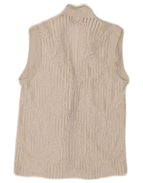Blusa feminina Byblos sem mangas IT 42 algodão floral branco médio