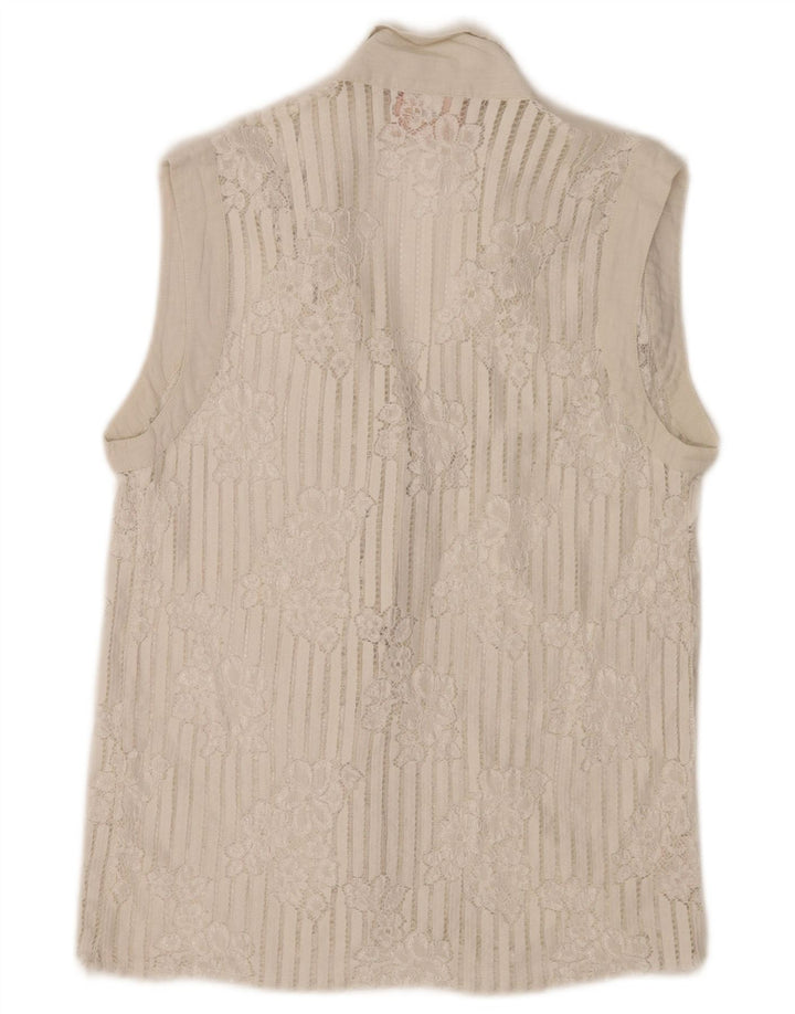 Blusa feminina Byblos sem mangas IT 42 algodão floral branco médio
