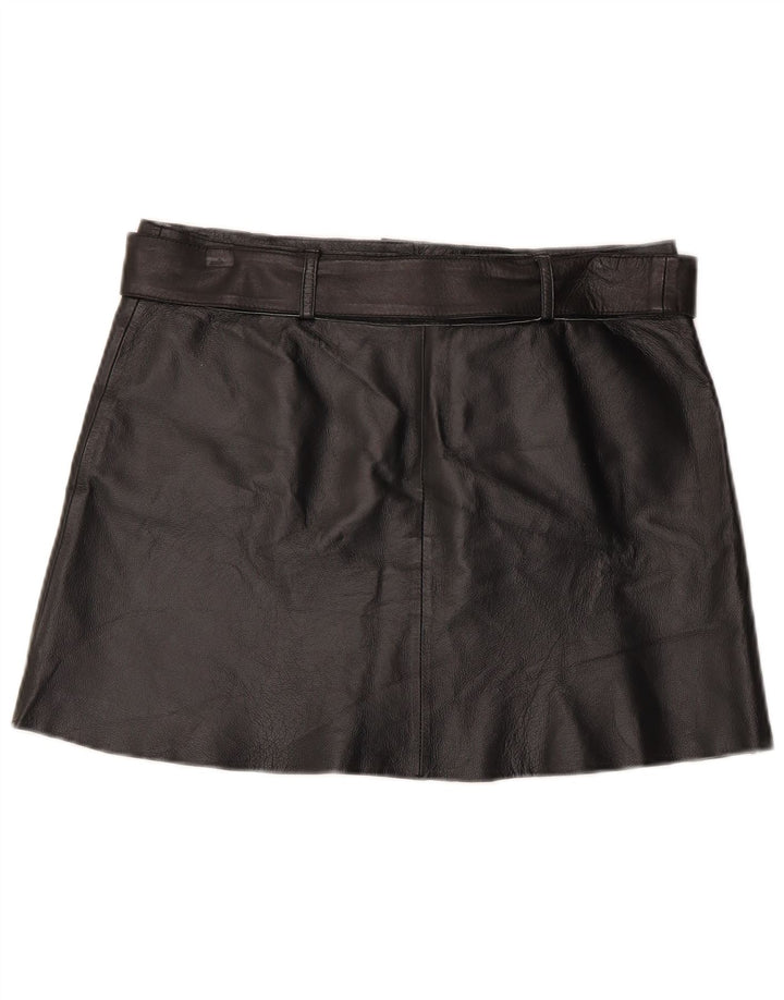Mini saia feminina de couro Conbipel IT 44 médio W34 couro preto