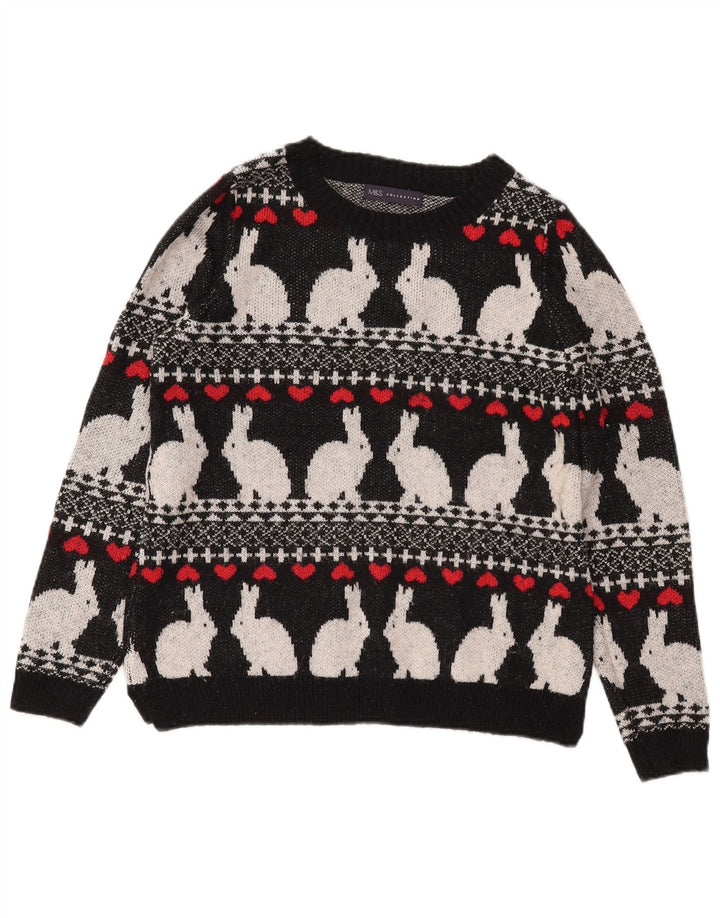 Suéter feminino MARKS & SPENCER com gola canoa Reino Unido 10 pequeno preto