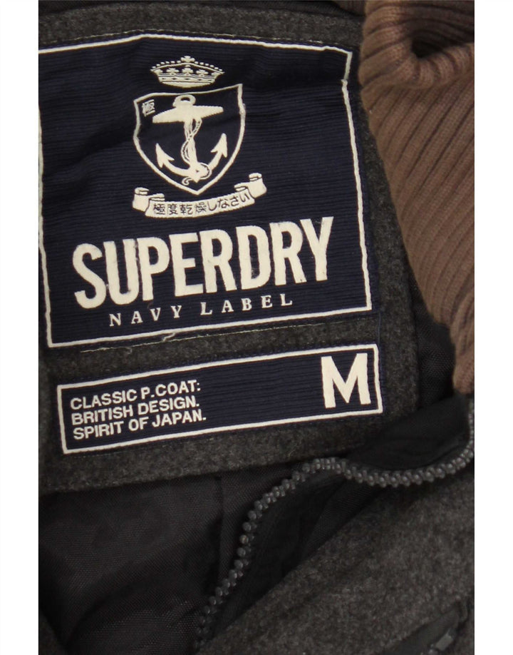 Casaco masculino Superdry Pea Coat UK 38 lã cinza médio